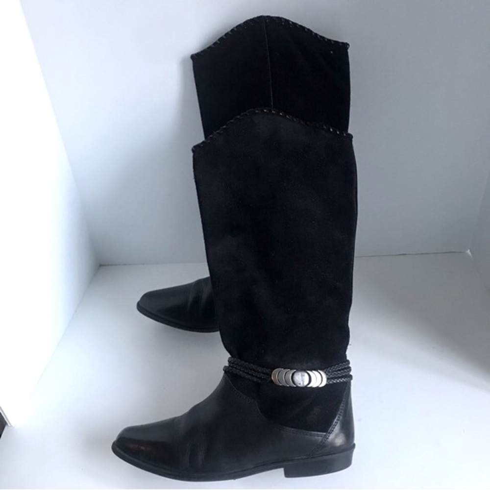 Savida Black Suede & Leather Riding Boots. Size 9